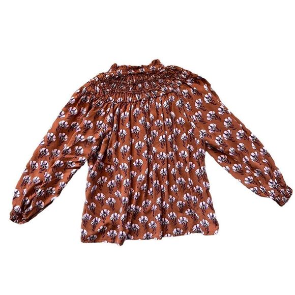 BOHME Flowy Floral Mock Neck Ruched Blouse Size XS - Picture 2 of 6